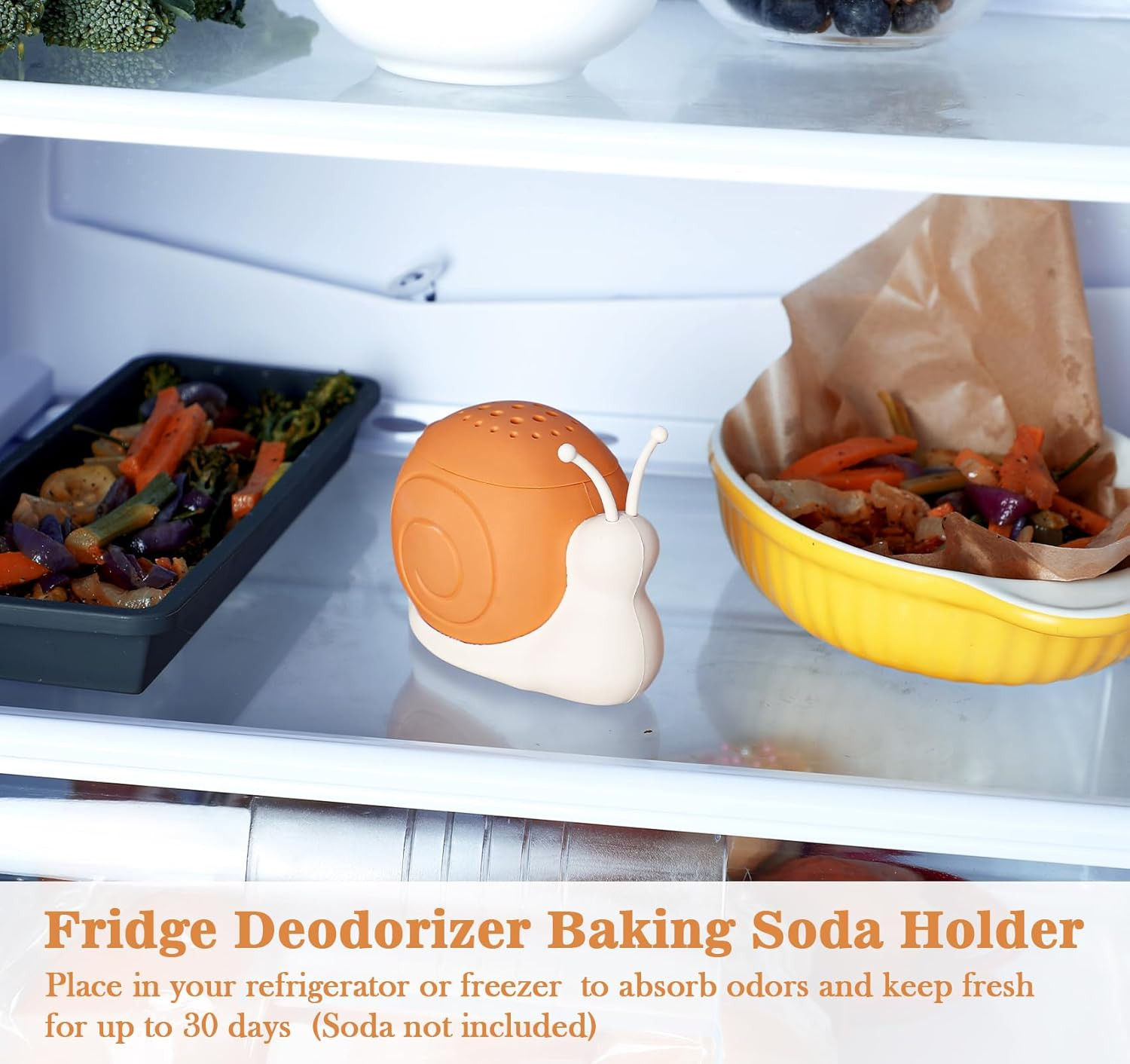 Snail Fun Guy Refrigerator Deodorizer, Baking Soda Fridge Holder Odor Absorber,
