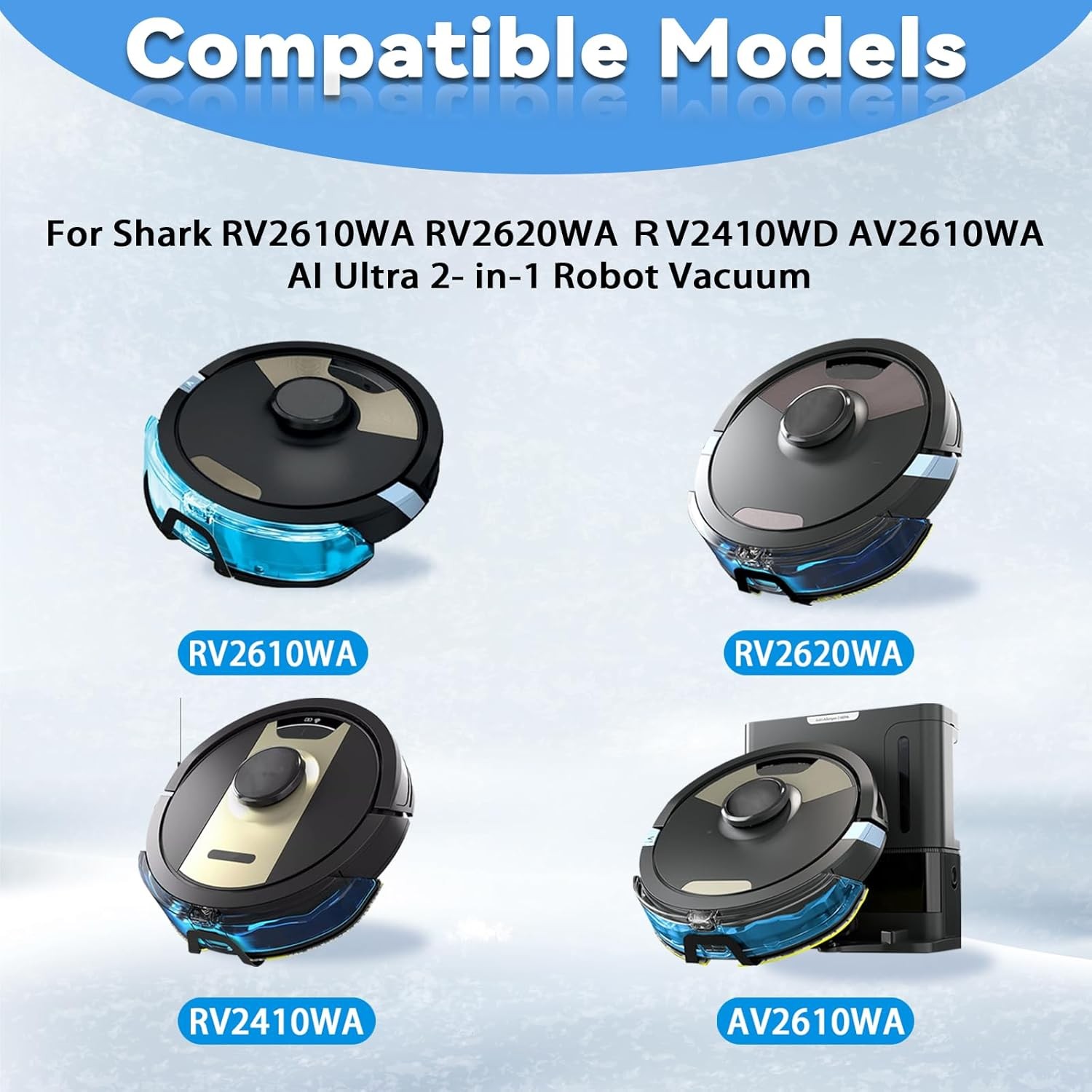 6-Pack Mop Pads Compatible for Shark Matrix Plus AI Ultra 2-in-1 Robot Vacuum