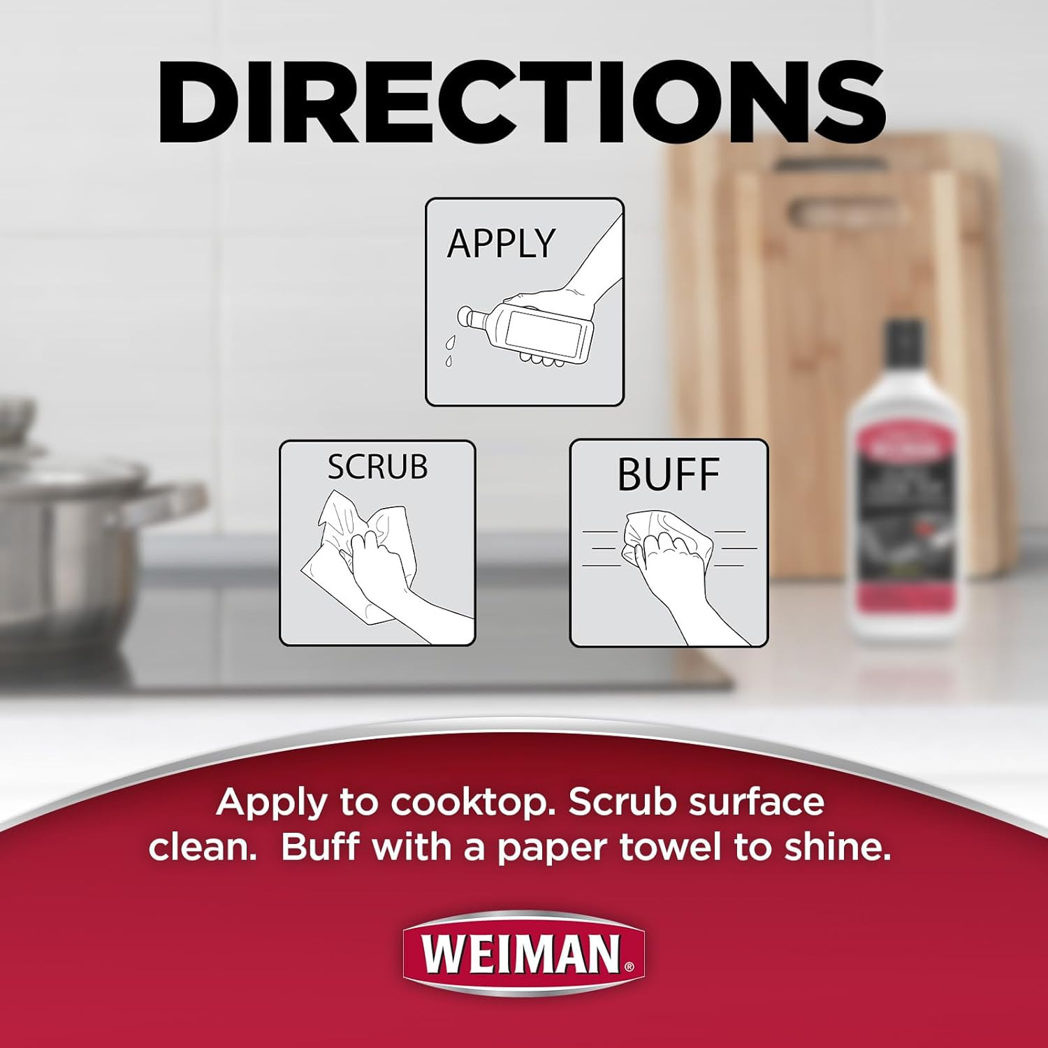 Weiman Cooktop Cleaner Cream 10 Ounce Non Abrasive Cleaning Tools Set