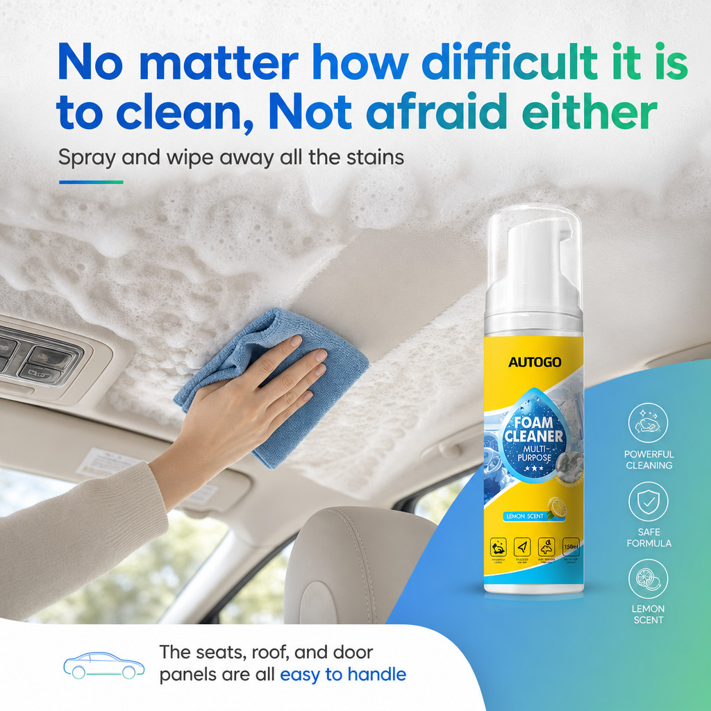 4-in-1 Multi-Enzyme Foam Cleaner, Deep Cleaning Spray for Car Kitchen Bathroom