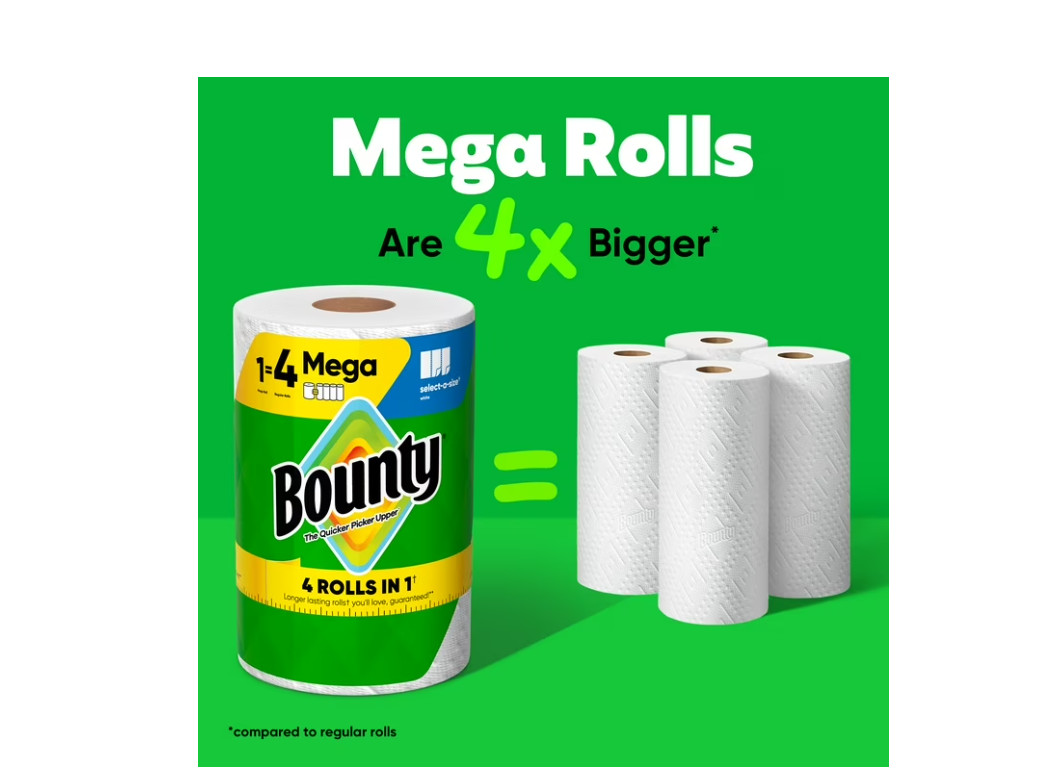 Bounty Paper Towels Select-A-Size White, 6 Mega Rolls