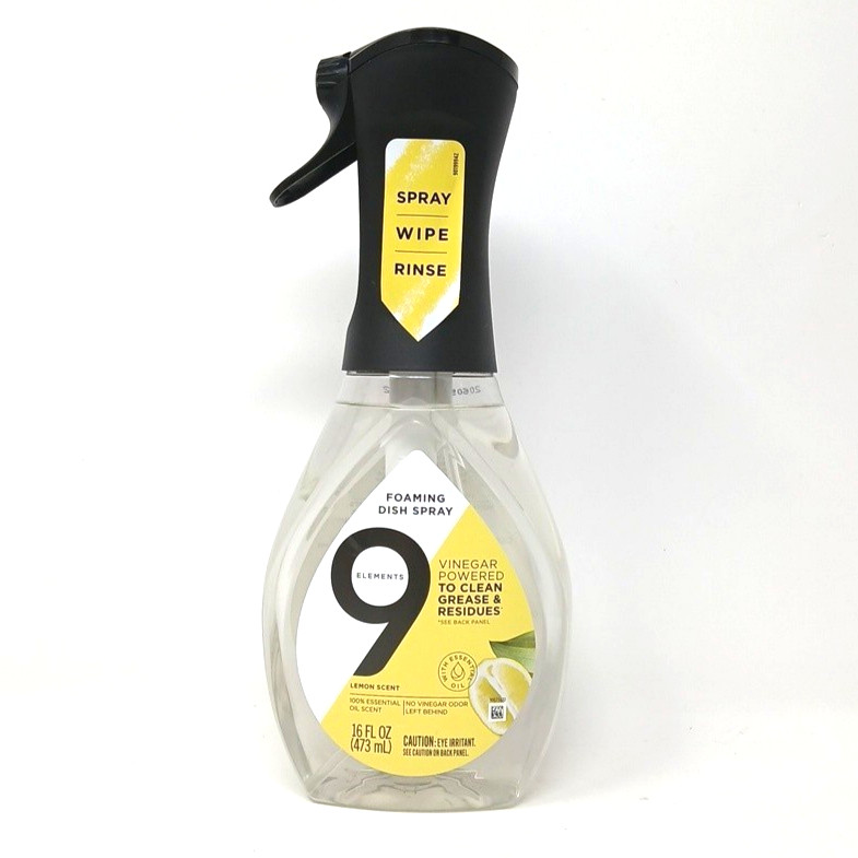 FREE SHIPPING! 9 Elements Foaming Dish Spray Lemon Scent 16 fl oz New