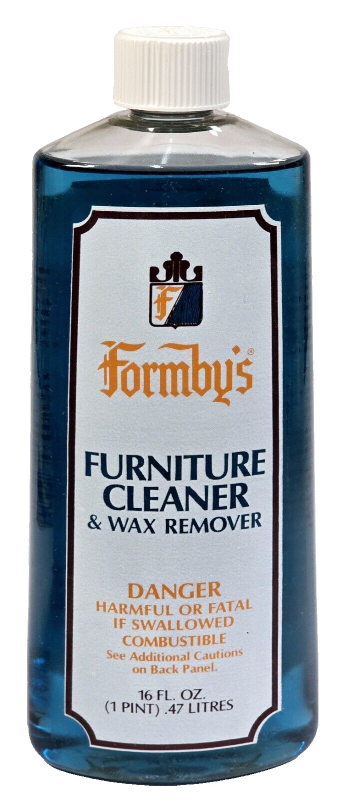 Vintage Blue Furniture Cleaner & Wax Remover 16 oz Plastic Bottle – Full, NOS