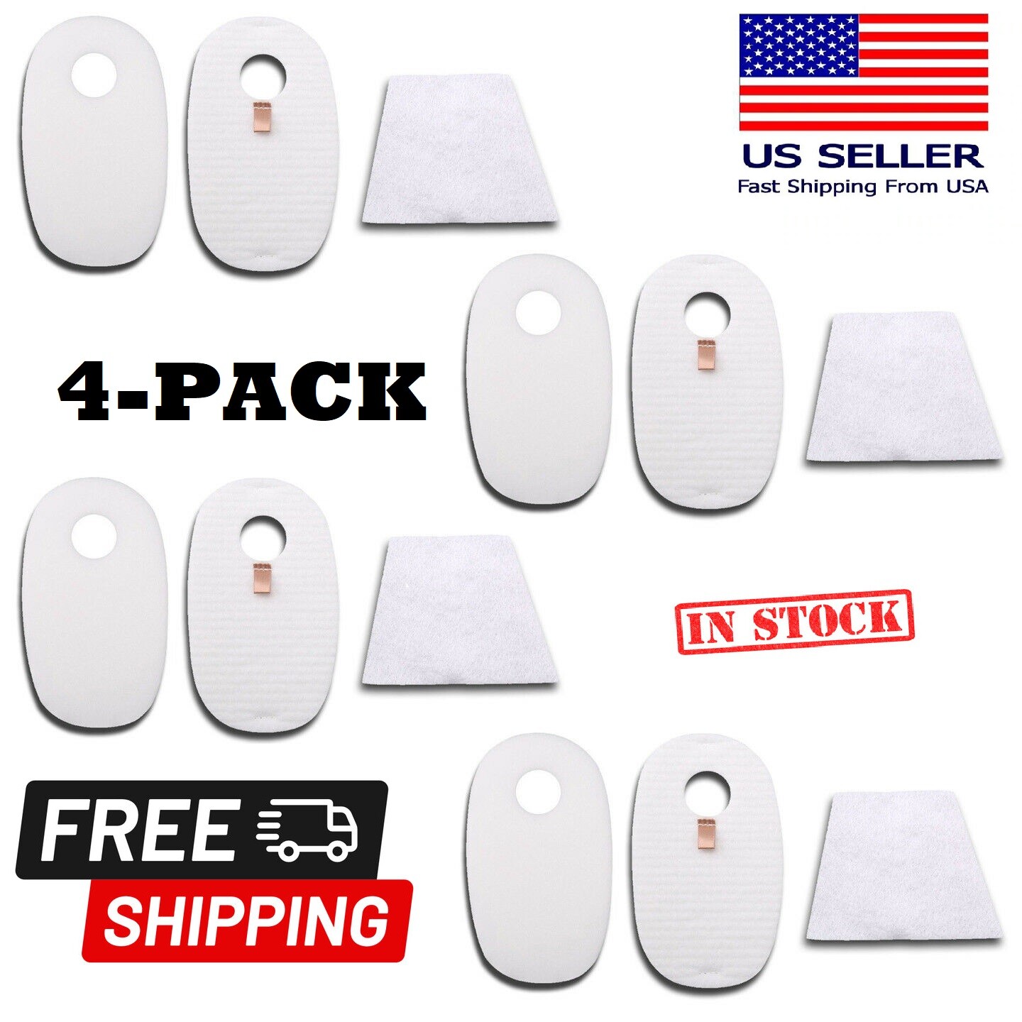 4 Pack Foam and Felt Filter Kit Fits Shark Rocket HV319Q, HV320, HV320W, HV321