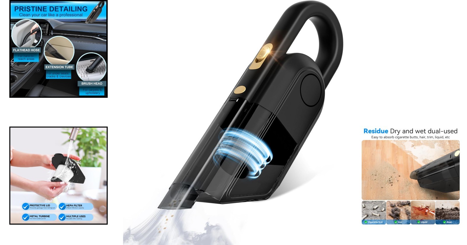 Battery-Powered Portable Car Vacuum 120W – Efficient Wet&Dry Cleaning Solution