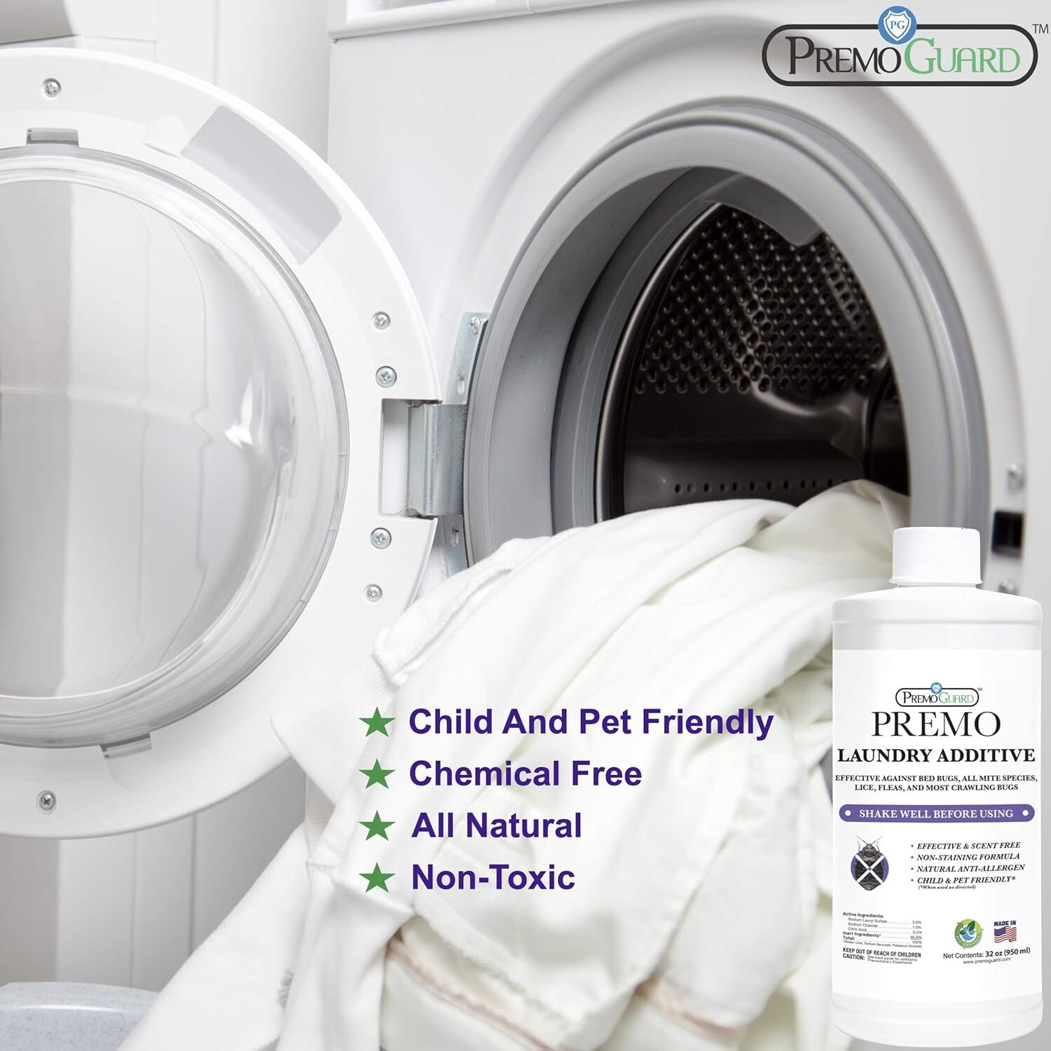 Effective Non-Toxic 32 oz Bed Bug & Mite Laundry Detergent for Safe Cleaning