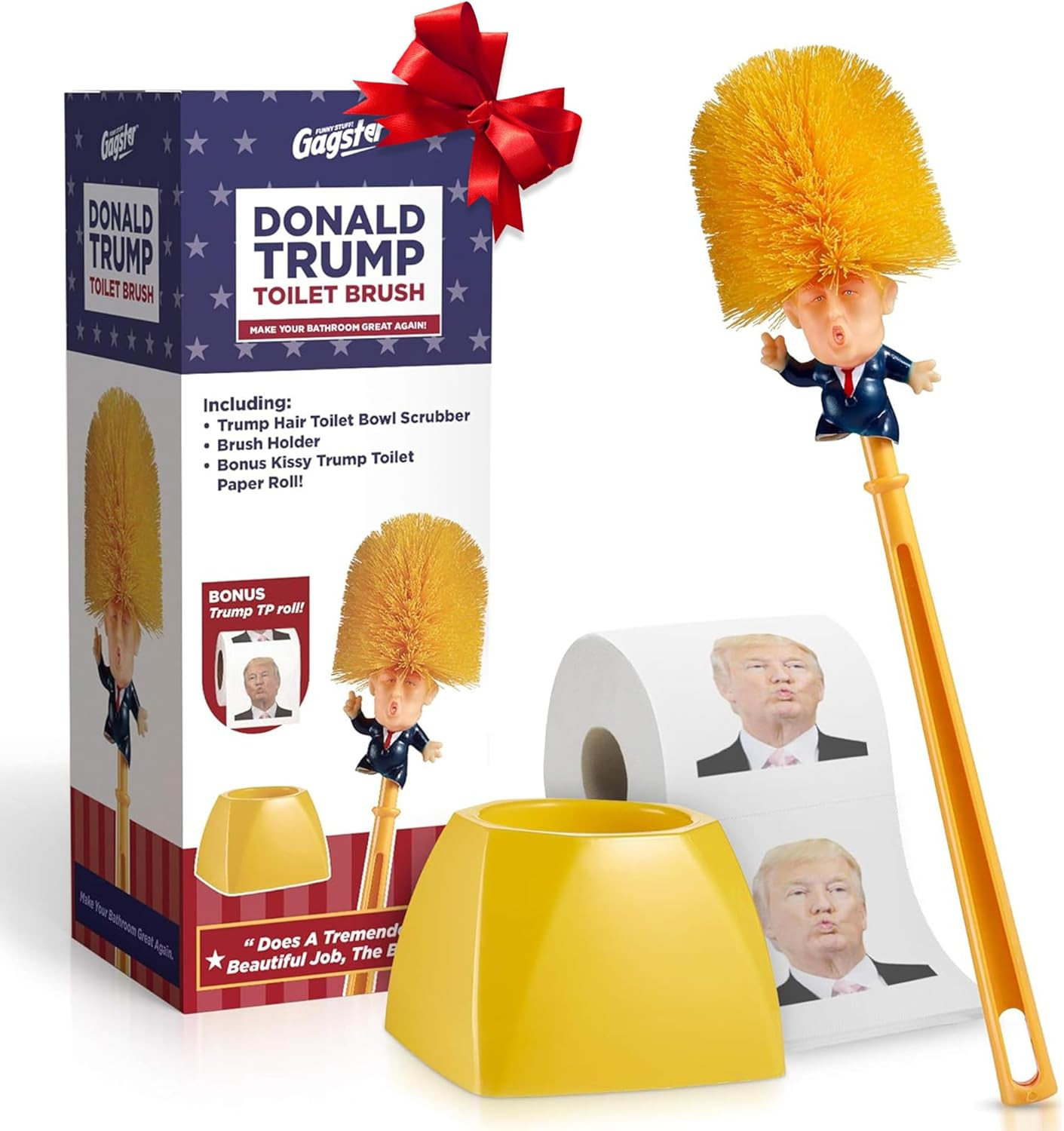 Trump Toilet Bowl Cleaner & Scrubber Set by – Democrat & Republican Bathroom Es