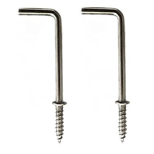 2 Inch 1 Shape Screw Hooks L Shape Hooks 7 Shape Screw in Hooks (20 Pack) Silver