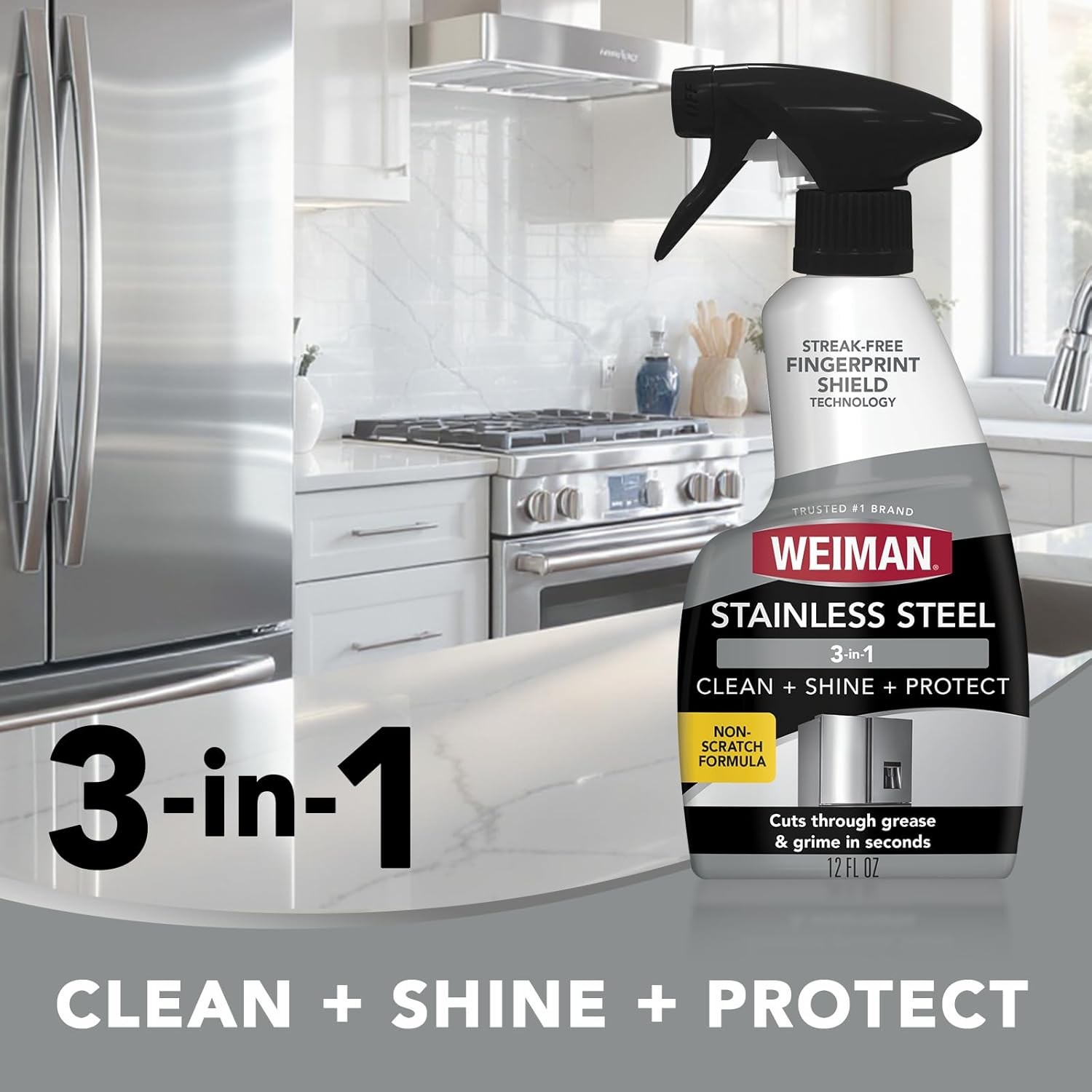 Stainless Steel Cleaner & Polish 2 Pack Anti Fingerprint Spray Cloth Water Spots