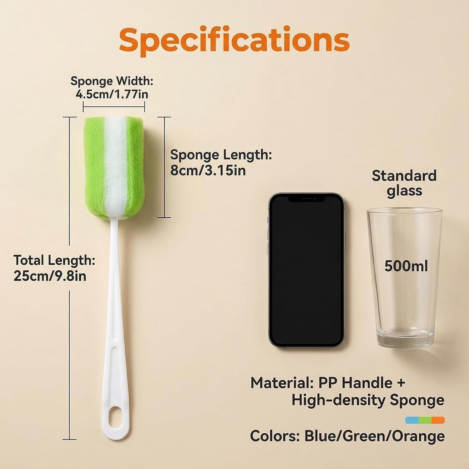 3PCS Soft Hanging Sponge Cleaning Brush Cleaner with Long Handle Cup Feeding …