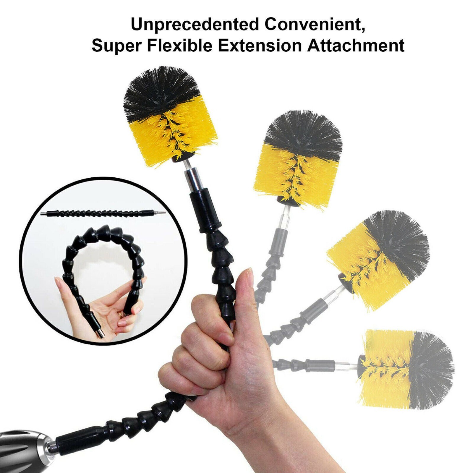 5Pack Drill Brush Attachment Set-Car Interior Detailing Kit，Power Scrubber Brush