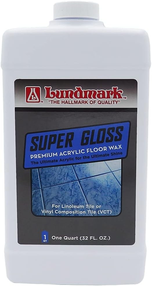 Lundmark Super Gloss Acrylic, Extra Heavy-Duty Hard Finish Floor Wax, 32-Ounce,