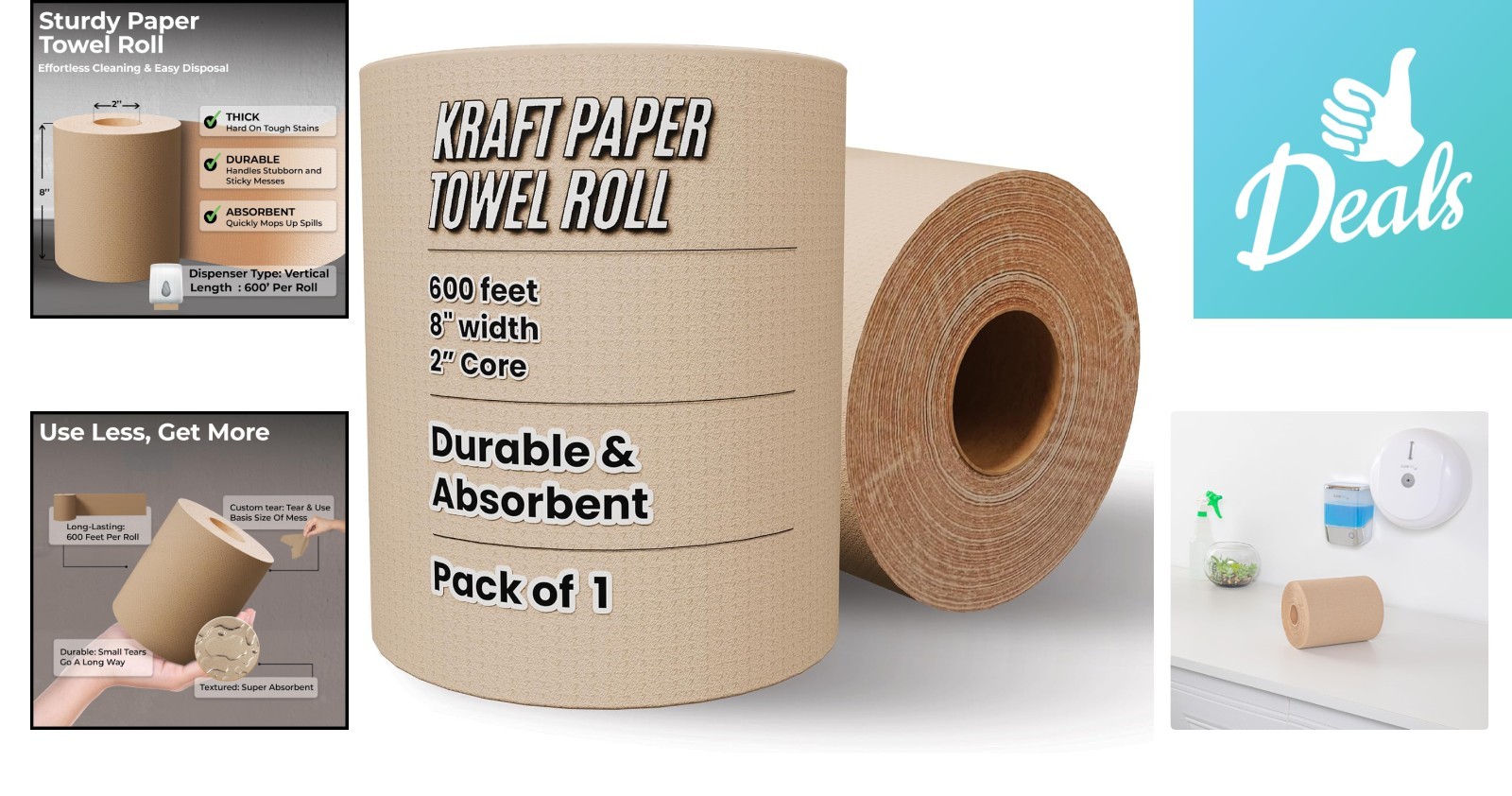 Universal Dispenser 600 ft Paper Towel Roll – Durable, Dye-Free & Eco-Friendly