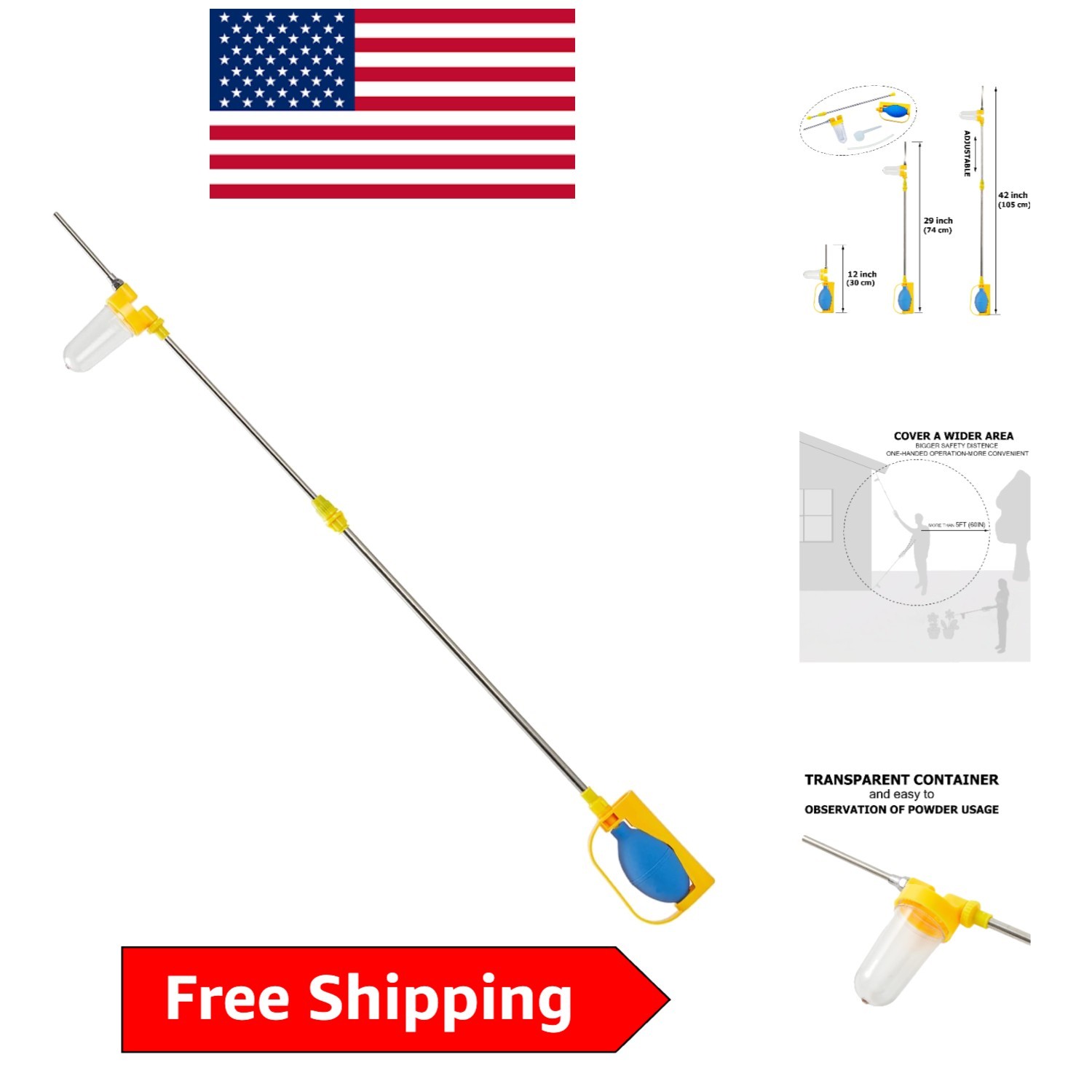 Professional Manual Powder Sprayer – Adjustable 12″ to 42″ for Effective Dusting