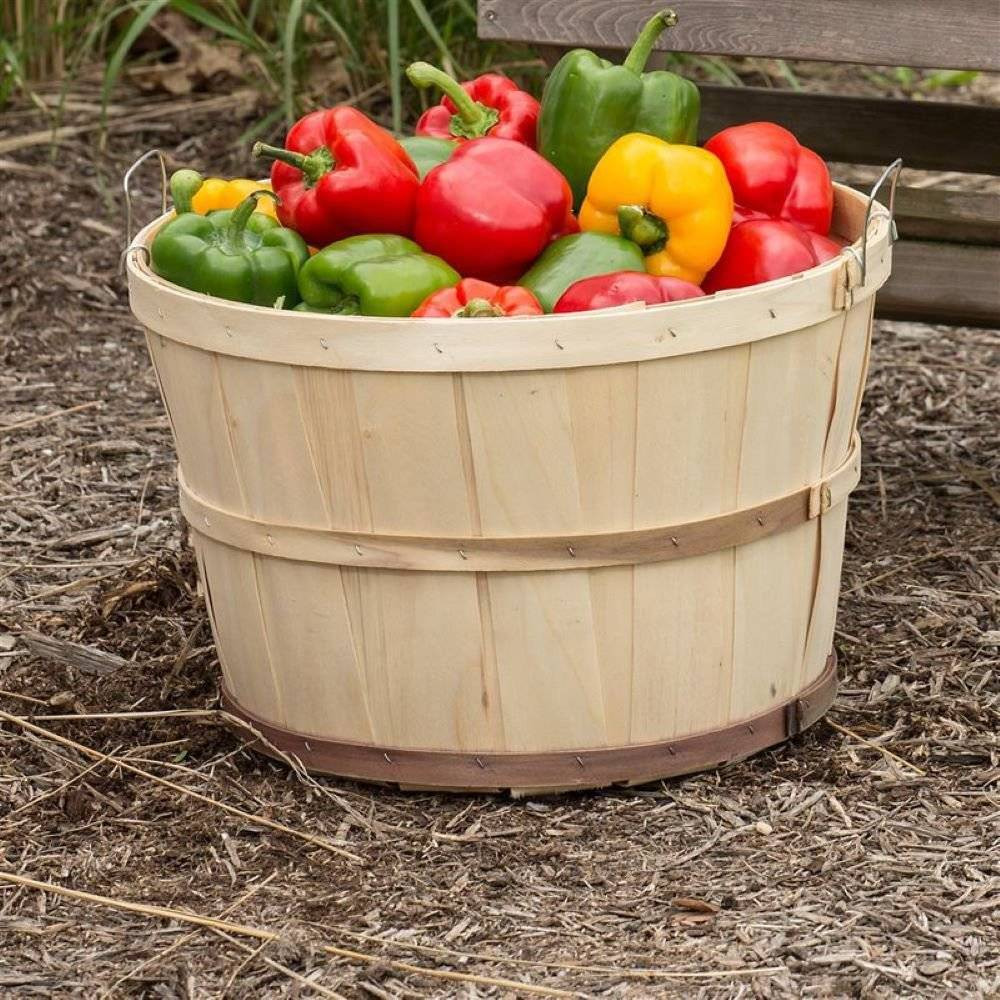 Lehman’s USA Made Half and Full Bushel Baskets, Poplar Wood with Handles, 4 Pack