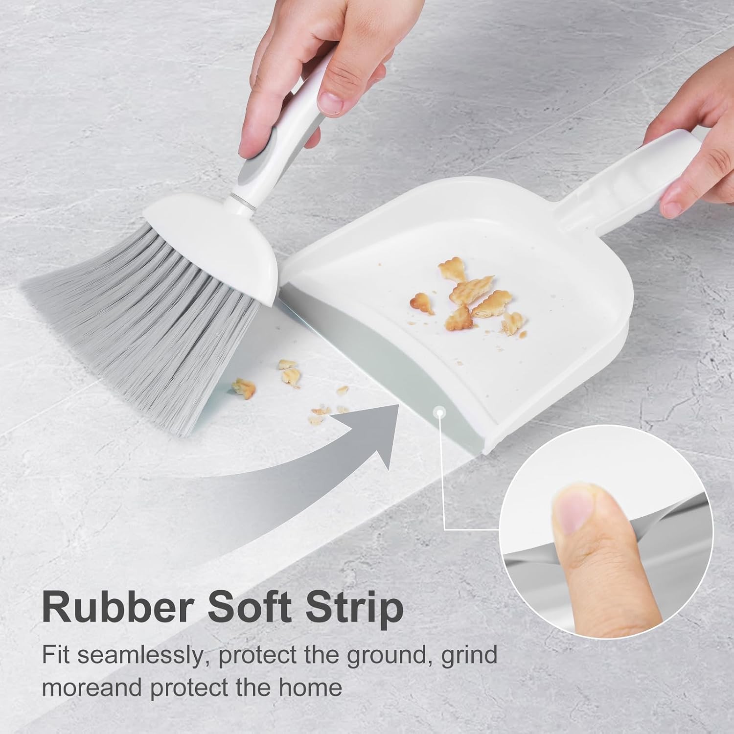 Mini Dust Pan and Brush Set Small Broom Dustpan White Gray Dustpan Cleaning