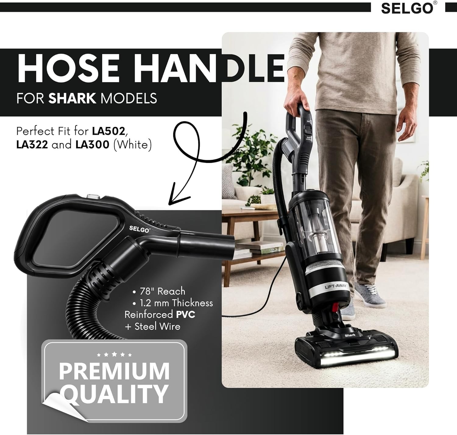 Replacement Hose Handle for Shark Vacuums Only For Models LA502 LA322 LA300