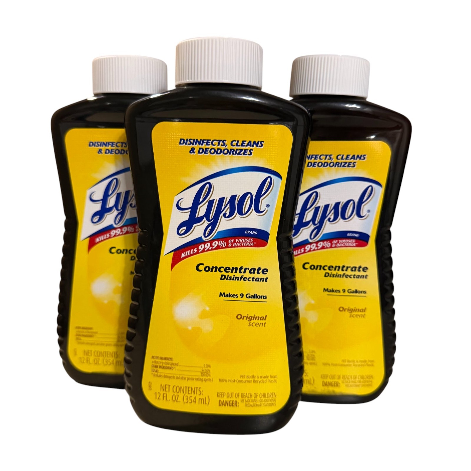 Lysol Concentrate Disinfectant Original Scent 12 oz Brown Bottle 3 PACK LOT