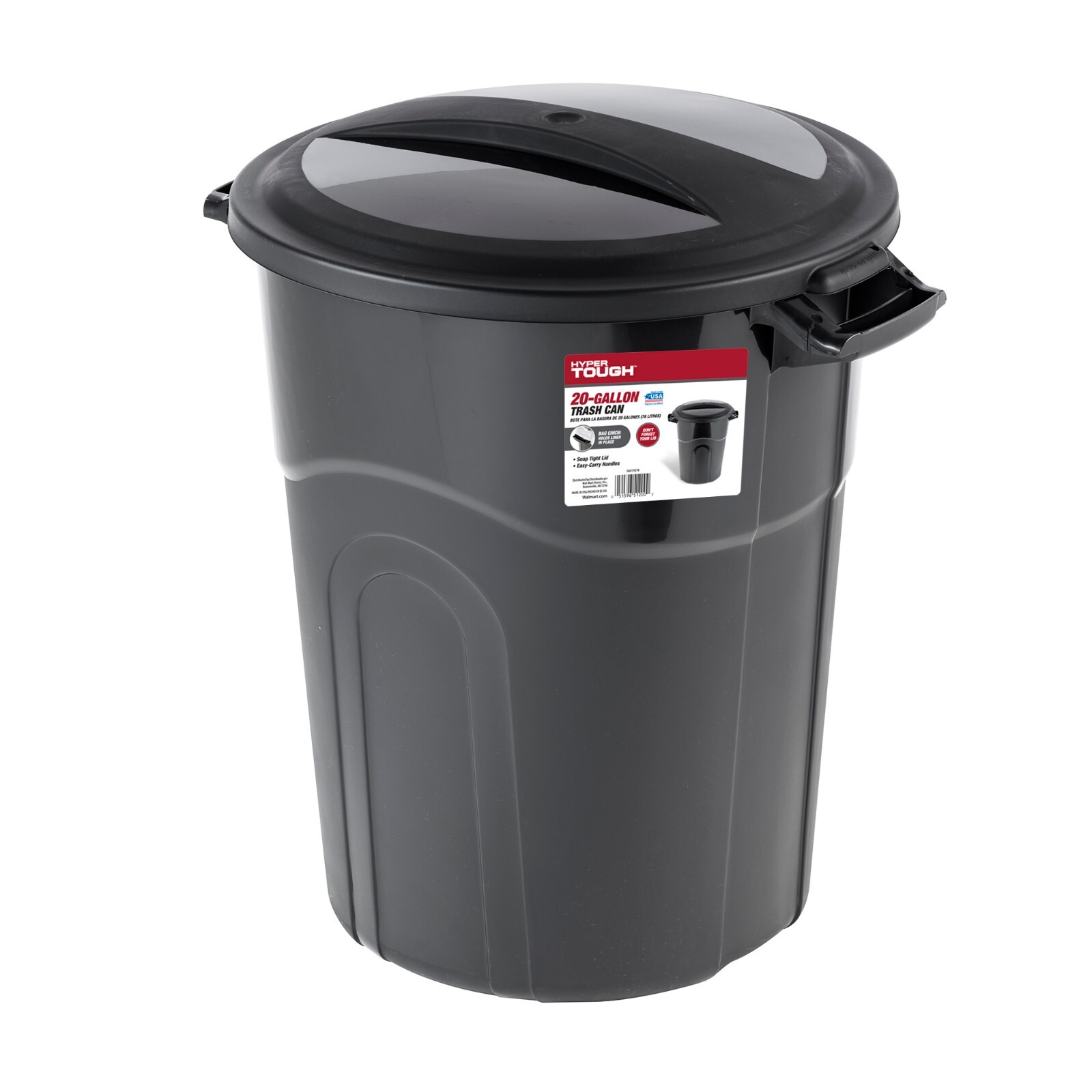 Hyper Tough 20 Gallon Heavy Duty Plastic Garbage Can Included Lid Indoor/Outdoor