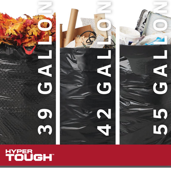Hyper Tough 39-Gallon Drawstring Outdoor & Lawn Trash Bags, 1.1 MIL, 30 Bags