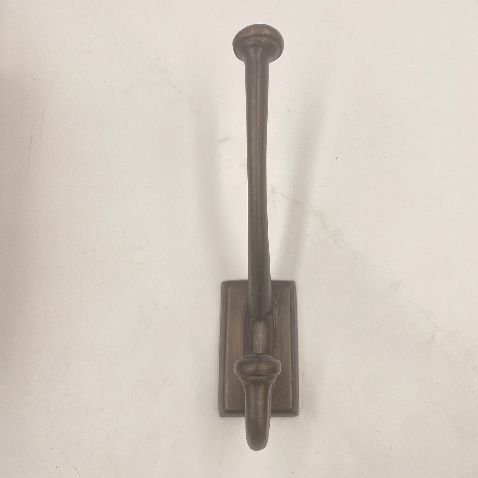 NEW Pottery Barn PITTED BRONZE METAL WALL HOOK 8” Oversized Dual Coat Robe NOS