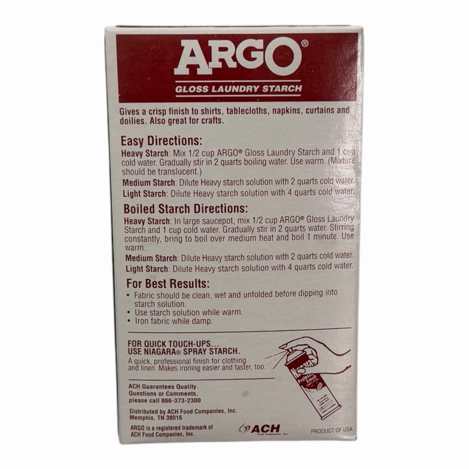 ARGO Gloss Laundry Starch Remove Greasy Spots 16 oz Sealed Expired 1 lb