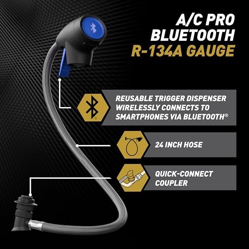 Smart Charge Bluetooth Car Air Conditoner R-134a Refrigerant Gauge & Hose,
