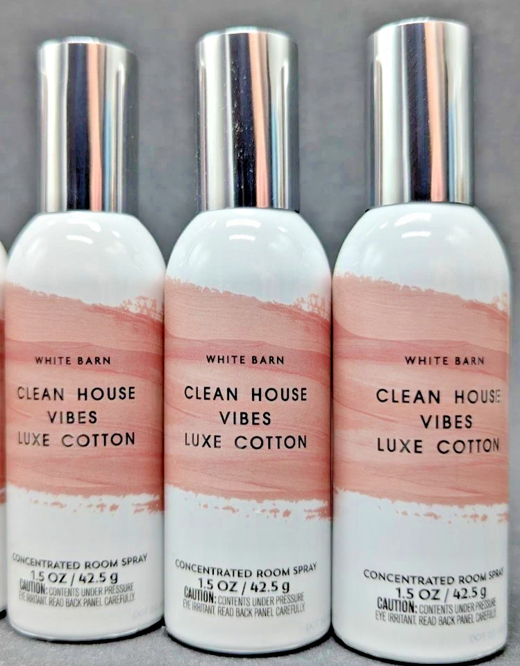3x Bath & Body Works CLEAN HOUSE VIBES LUXE COTTON Concentrated Room Spray 1.5oz
