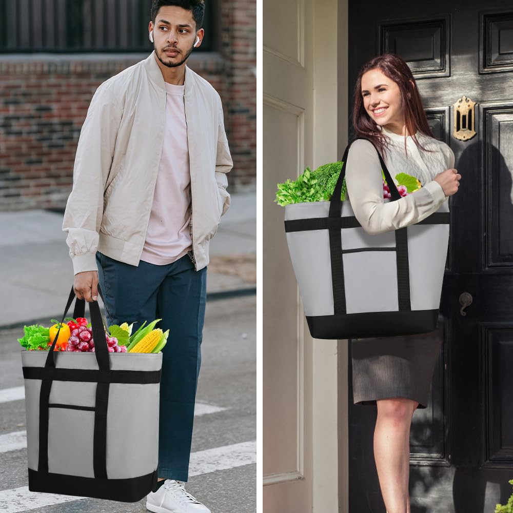 Insulated Reusable Tote Bag for Grocery Shopping for Women/Men, Pizza/Food Deliv