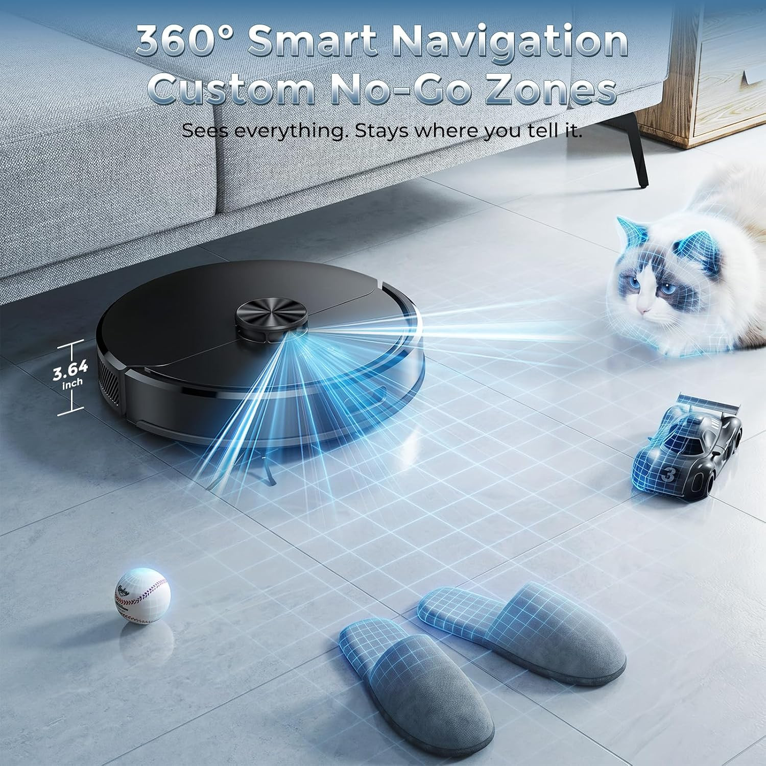 Kilgone Robot Vacuum and Mop Combo with Self Emptying Station, 6000Pa Suction An