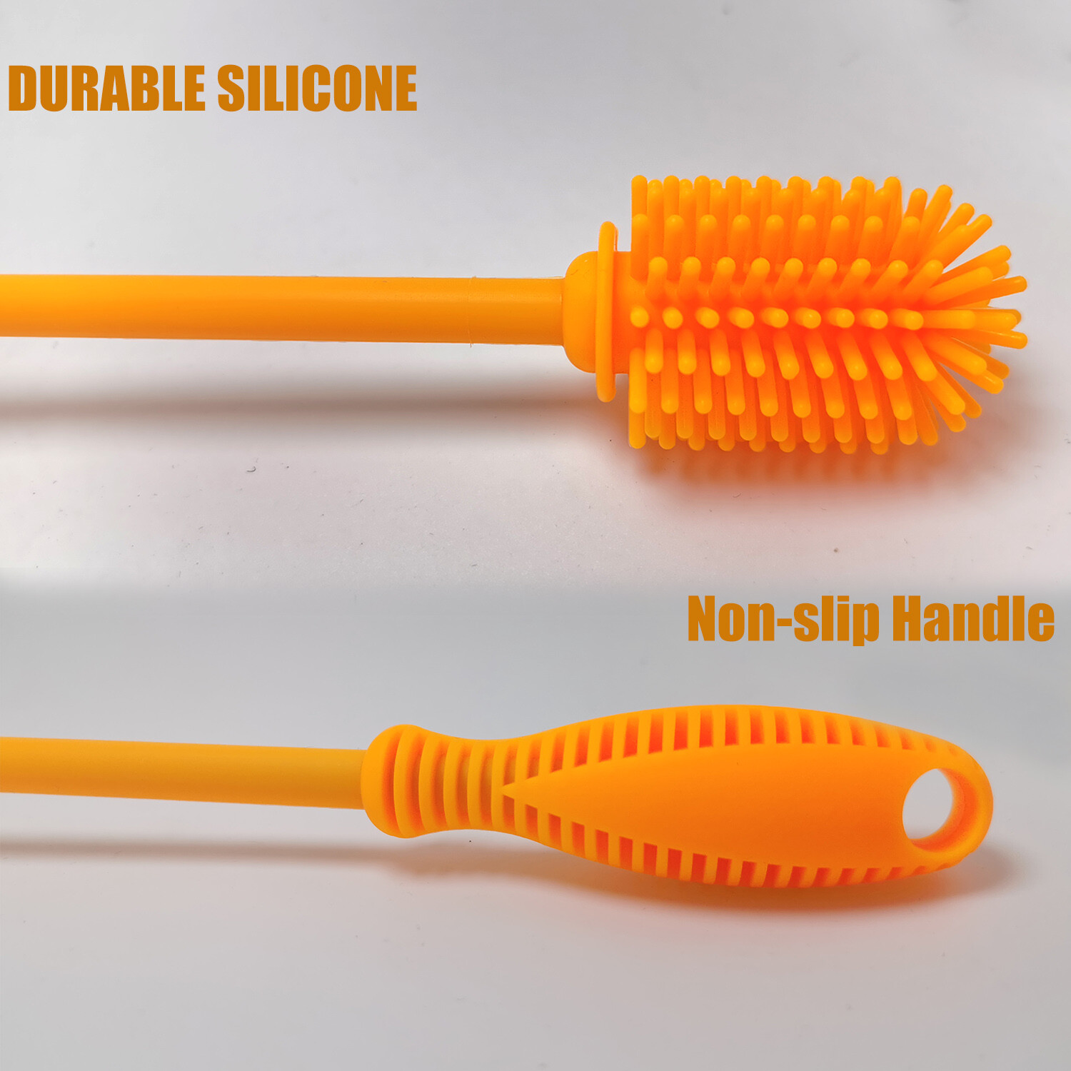 2 Pack Silicone Bottle Brush Cleaner Cleaning Brush for Glass Bottles Orange