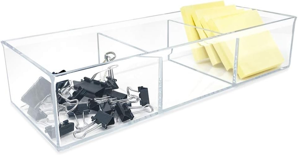 Large 3-Compartment Acrylic Stackable Organizer 12.9″ L x 5″ W x 2.7″ H