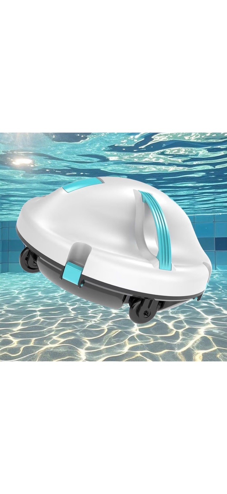 Cordless Robotic Pool Cleaner Vacuum IPX8 Waterproof 5200mAh Recharge 120 Mins