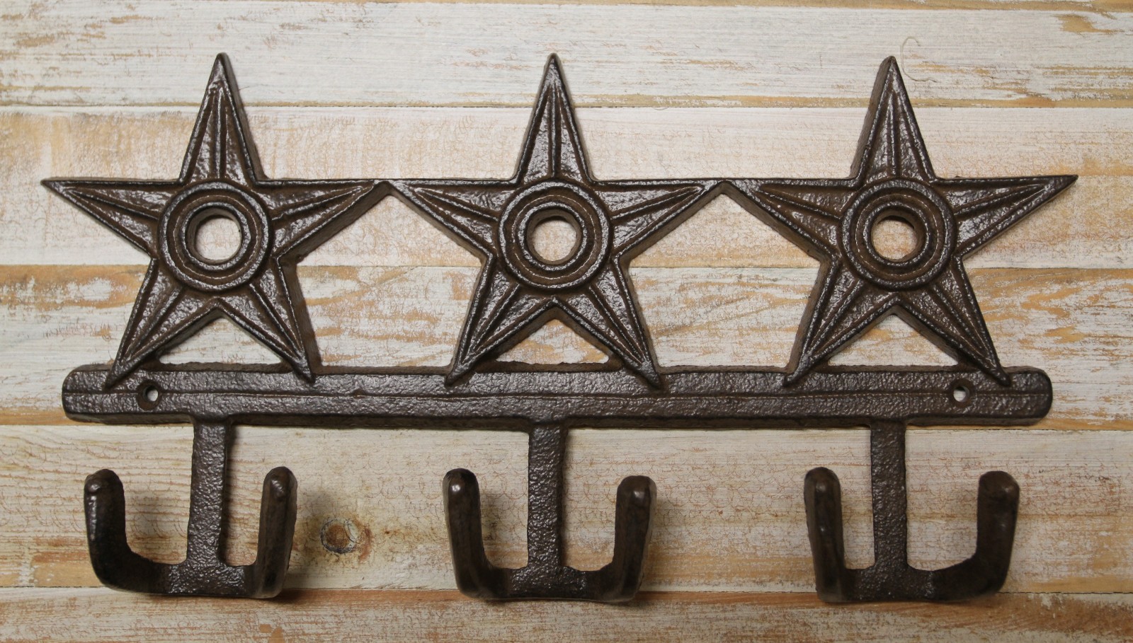 1 -TRIPLE PLAY,Western Star,3 Double Wall Hooks,Country Western decor ,W-72