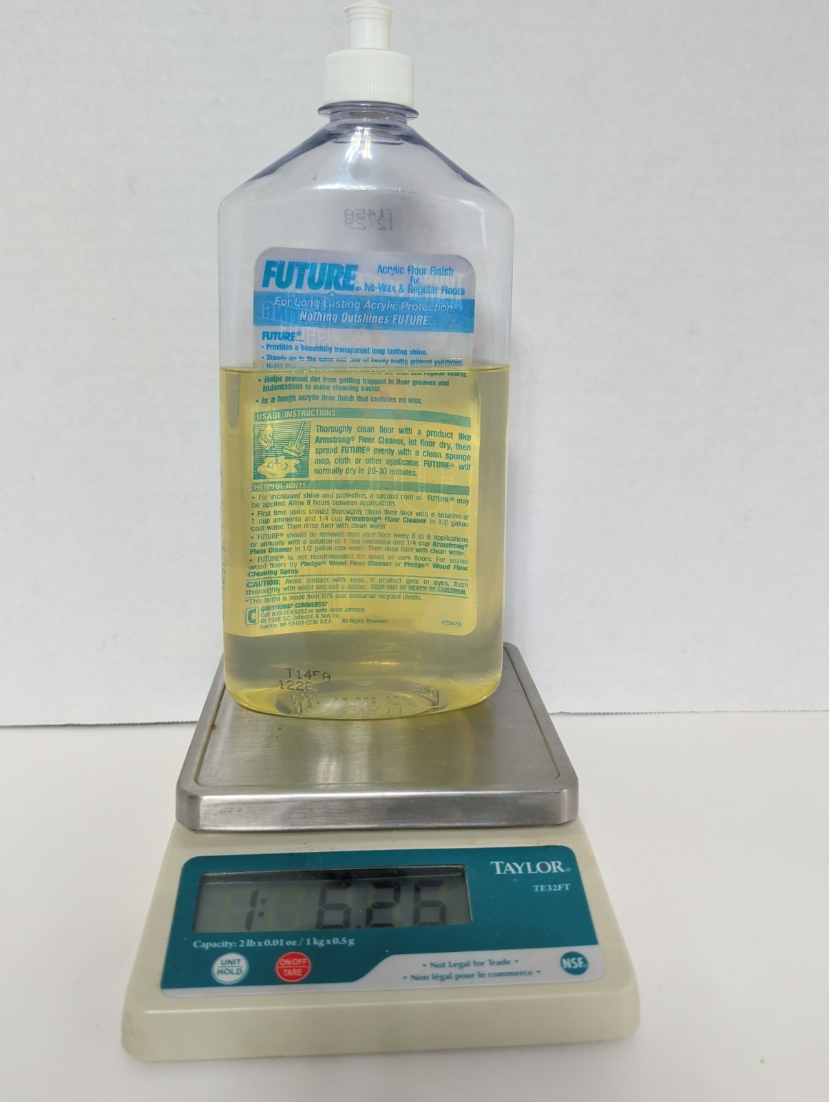Vintage 70% full Future Floor Finish 1998 27 oz Bottle Johnson Polish Original
