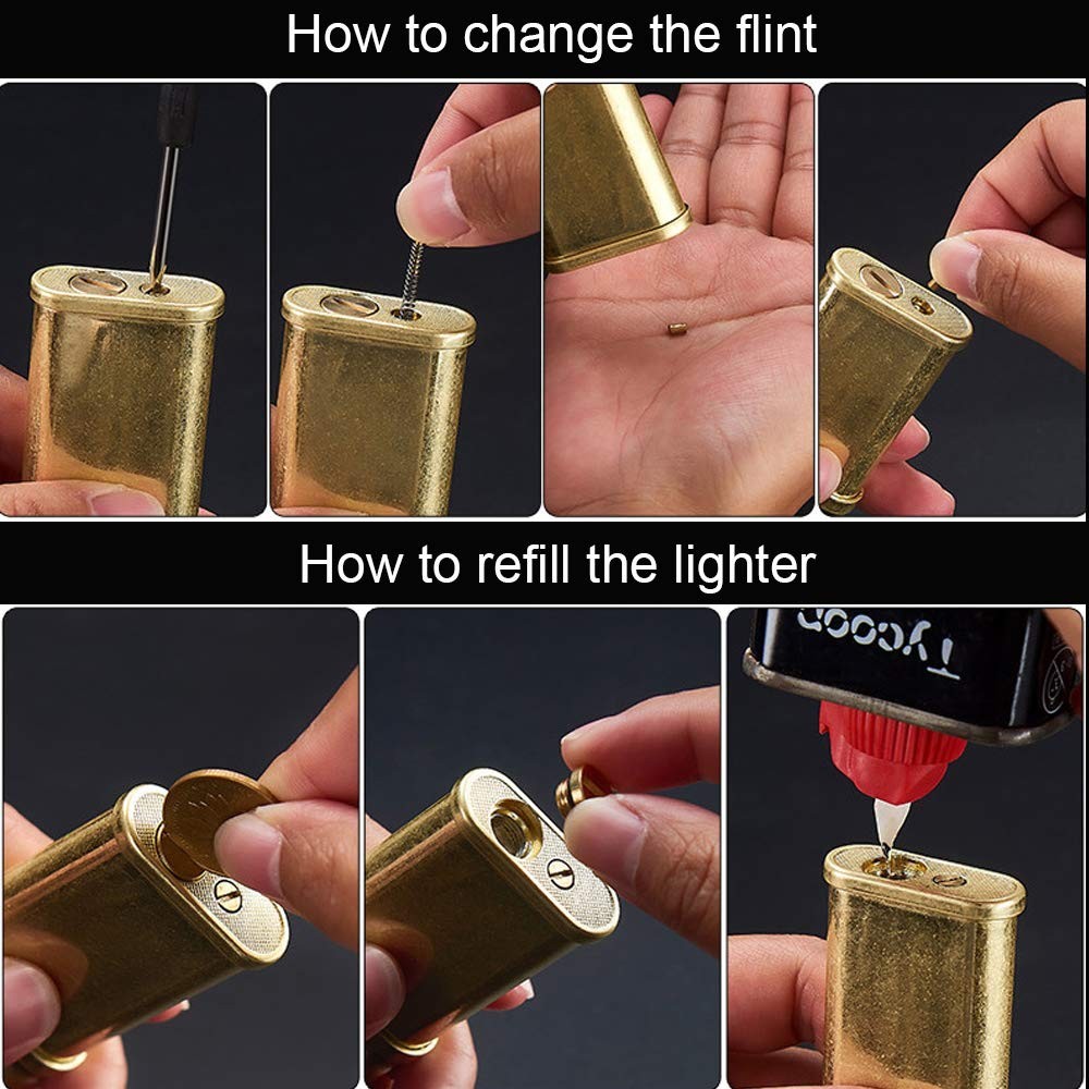 Laicengo Vintage Trench Lighter Kerosene Copper 1 Count (Pack of 1), Gold