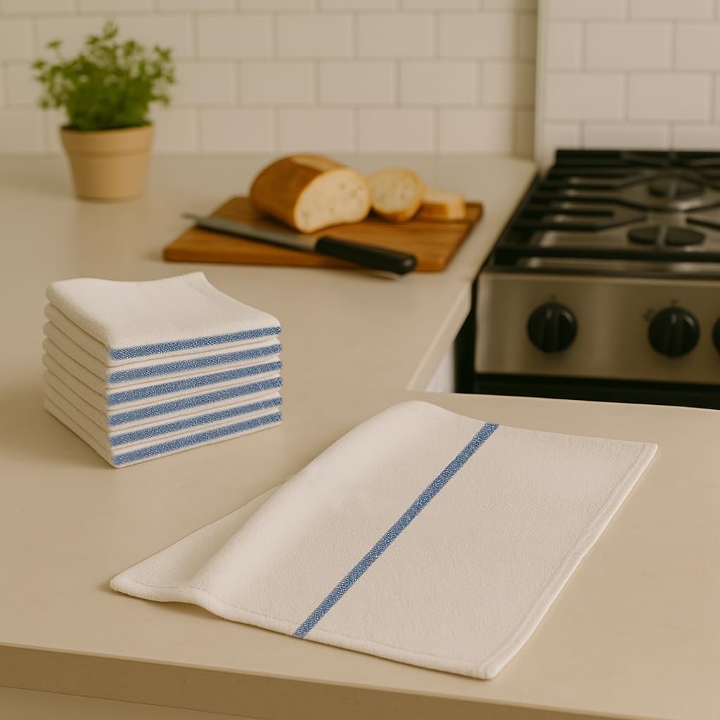 Bar Mop Towels – 12 Pack (16″x19″) – 100% Cotton High Absorbency Kitchen Towe…