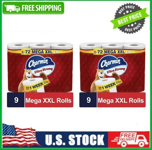 2 PACK Charmin Ultra Strong Toilet Paper 9 Mega XXL Rolls, 440 Sheets Per Roll