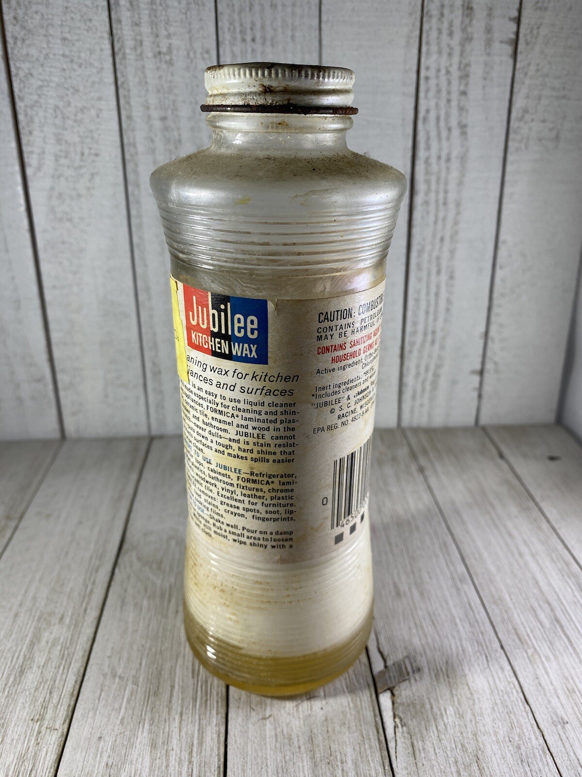 Vintage Jubilee Kitchen Wax Liquid Protects Glass Bottle