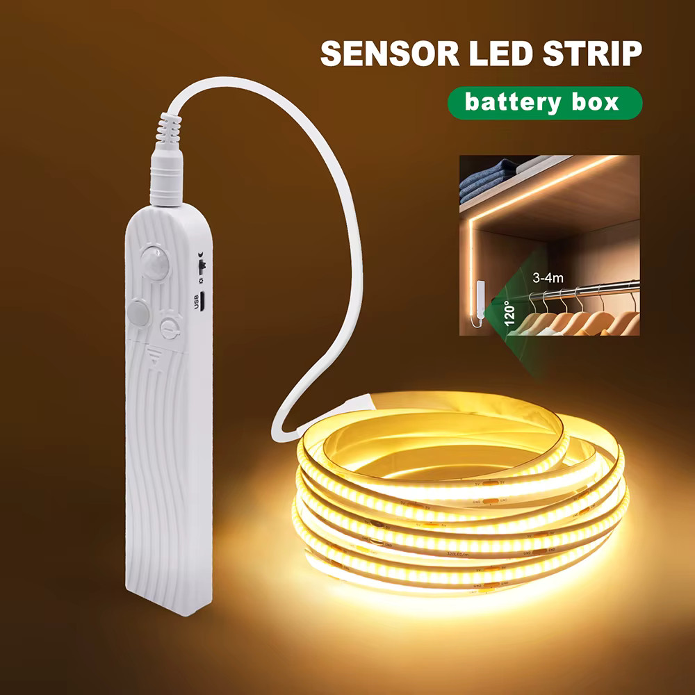 5V Motion Sensor LED Strip Light USB Rechargeable Under Cabinet Closet Stair Nig