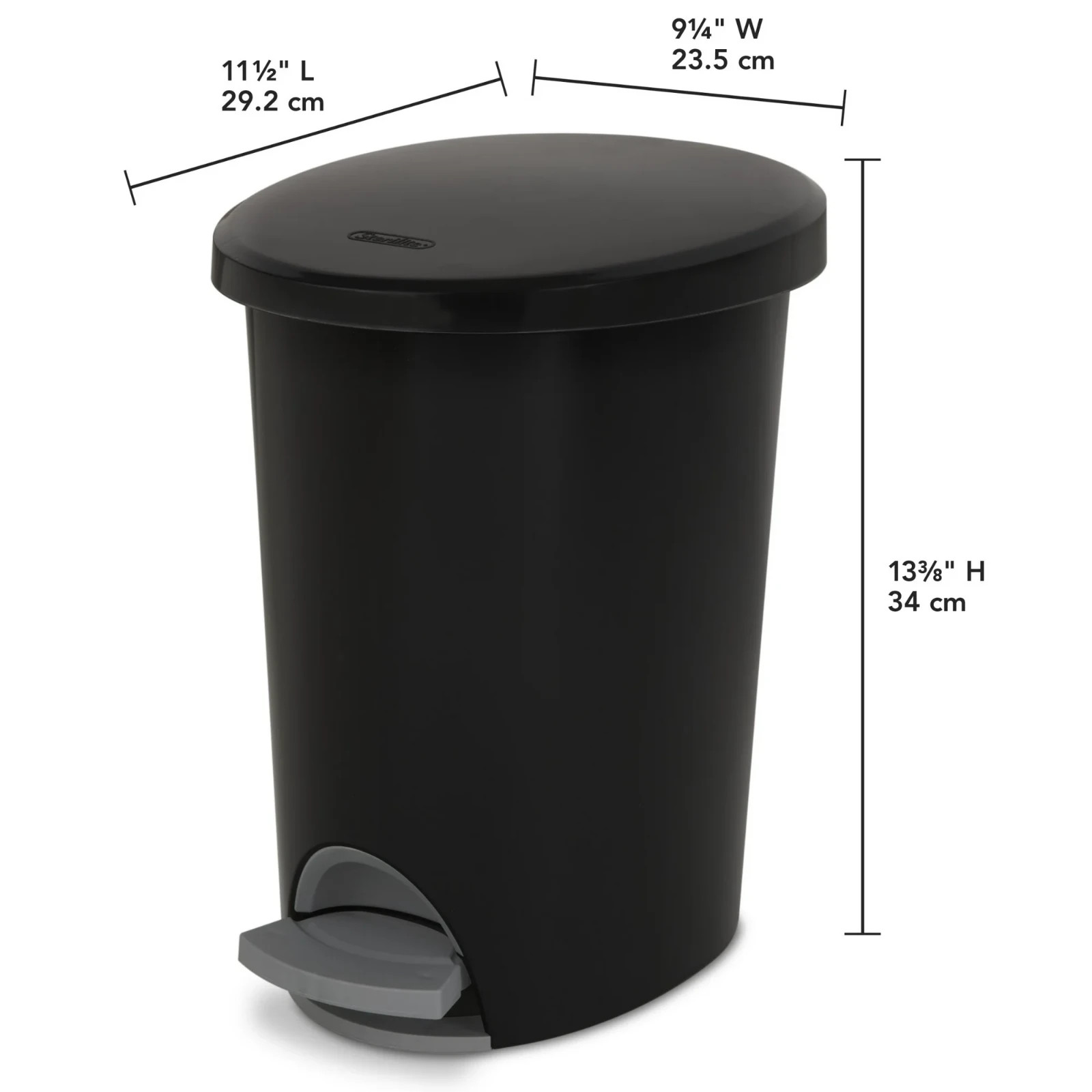 Sterilite Bathroom Trash Can, 2.6 Gallon Small Plastic Garbage