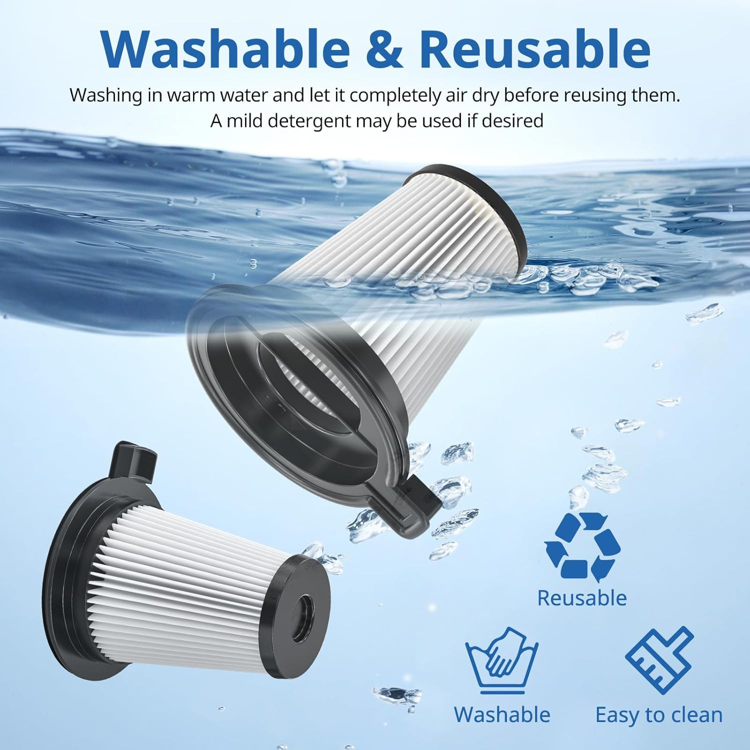 4 Pack Replacement Filters Compatiable with Wyze Cordless Vacuum Cleaner, Remova