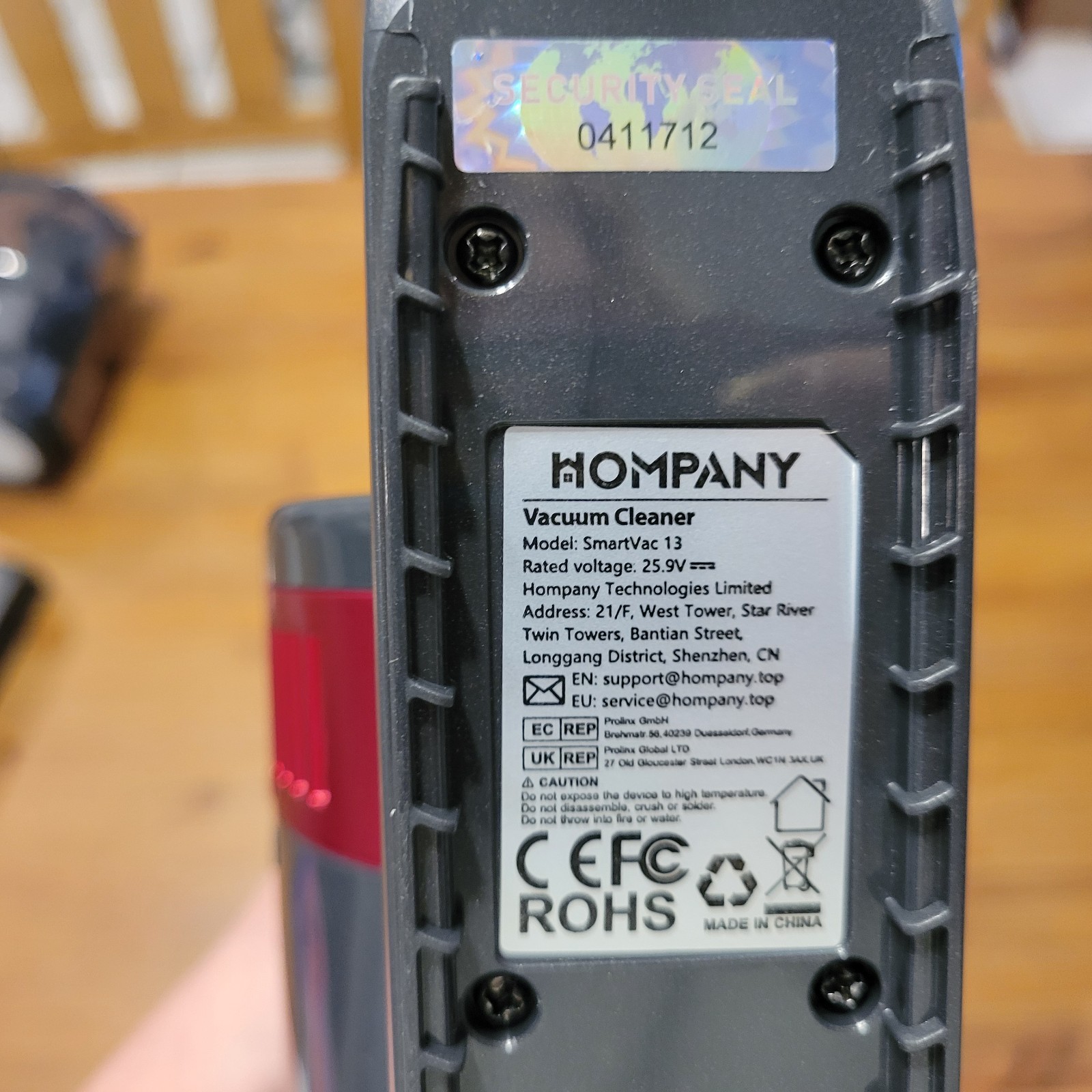 Hompany SmartVac 13 Vacuum Cleaner Main Unit Motor Red Tested Working Part