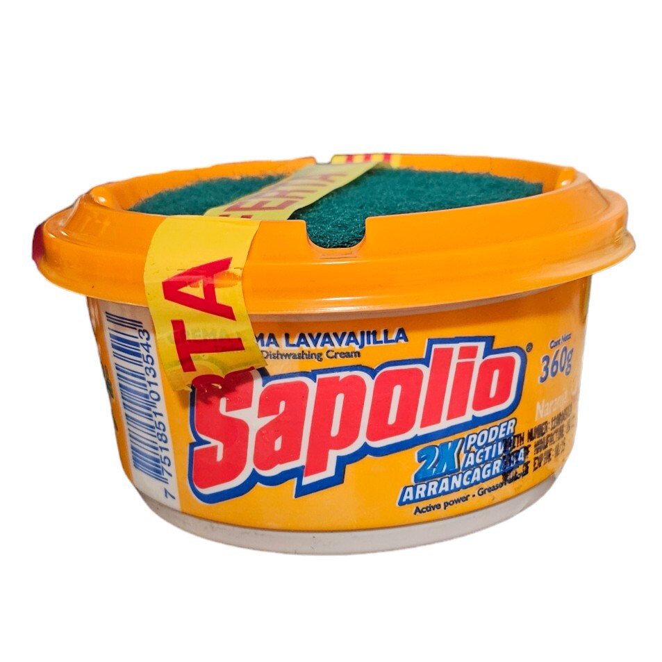 Sapolio Soap Lavavajilla Naranja Orange Dishwashing Cream With Sponge Latin