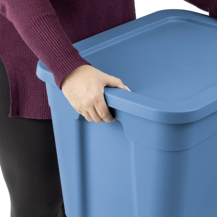 (4 pack) Sterilite 18 Gallon Tote, Plastic Storage Bin with Snap-on Lid, Stackab