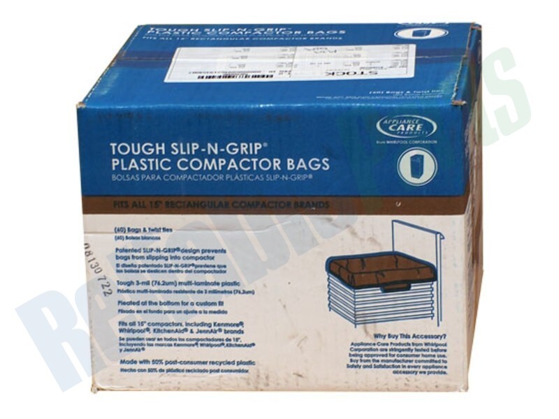 NEW OEM Whirlpool 60 Pack 15 Inch Plastic Trash Compactor Bags W10165294RB
