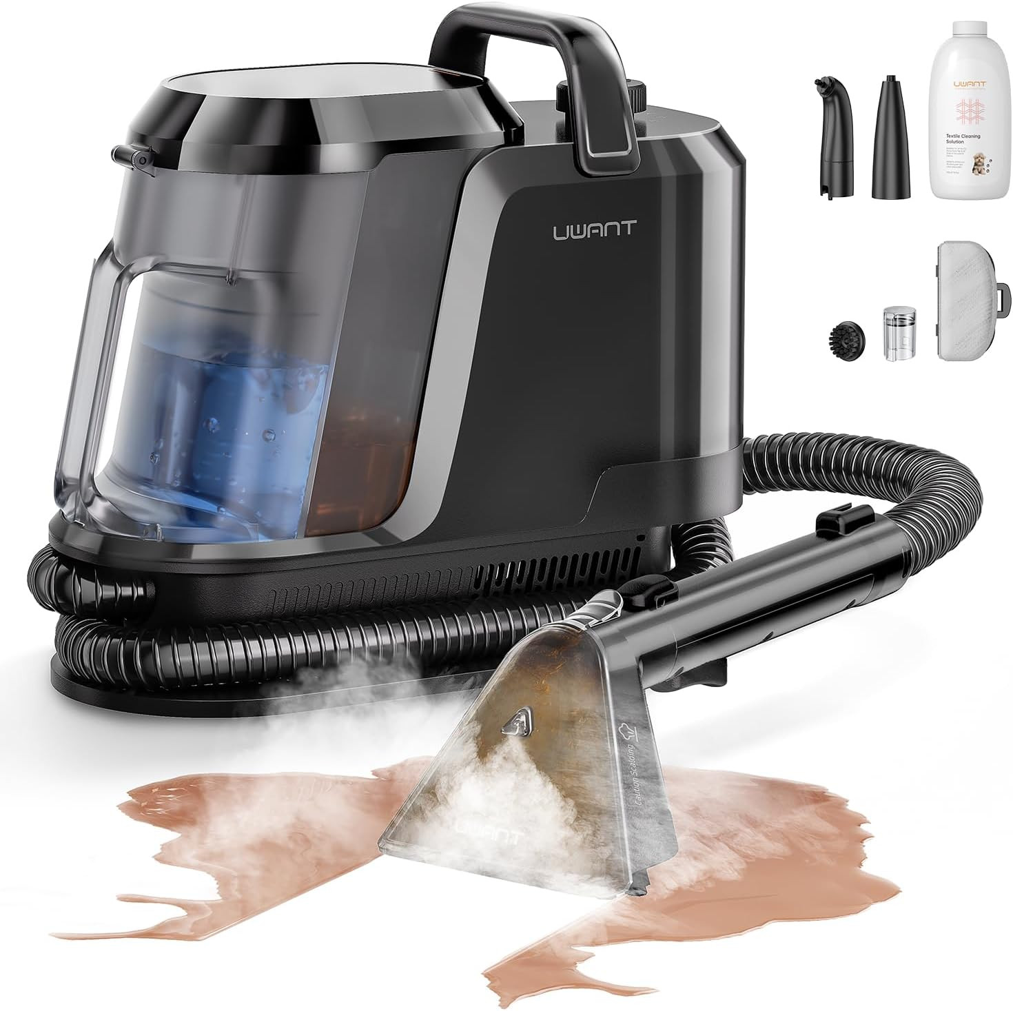 Uwant Carpet Cleaner Machine with Steam&Hot&Cold Water System 18Kpa Powerful Suc