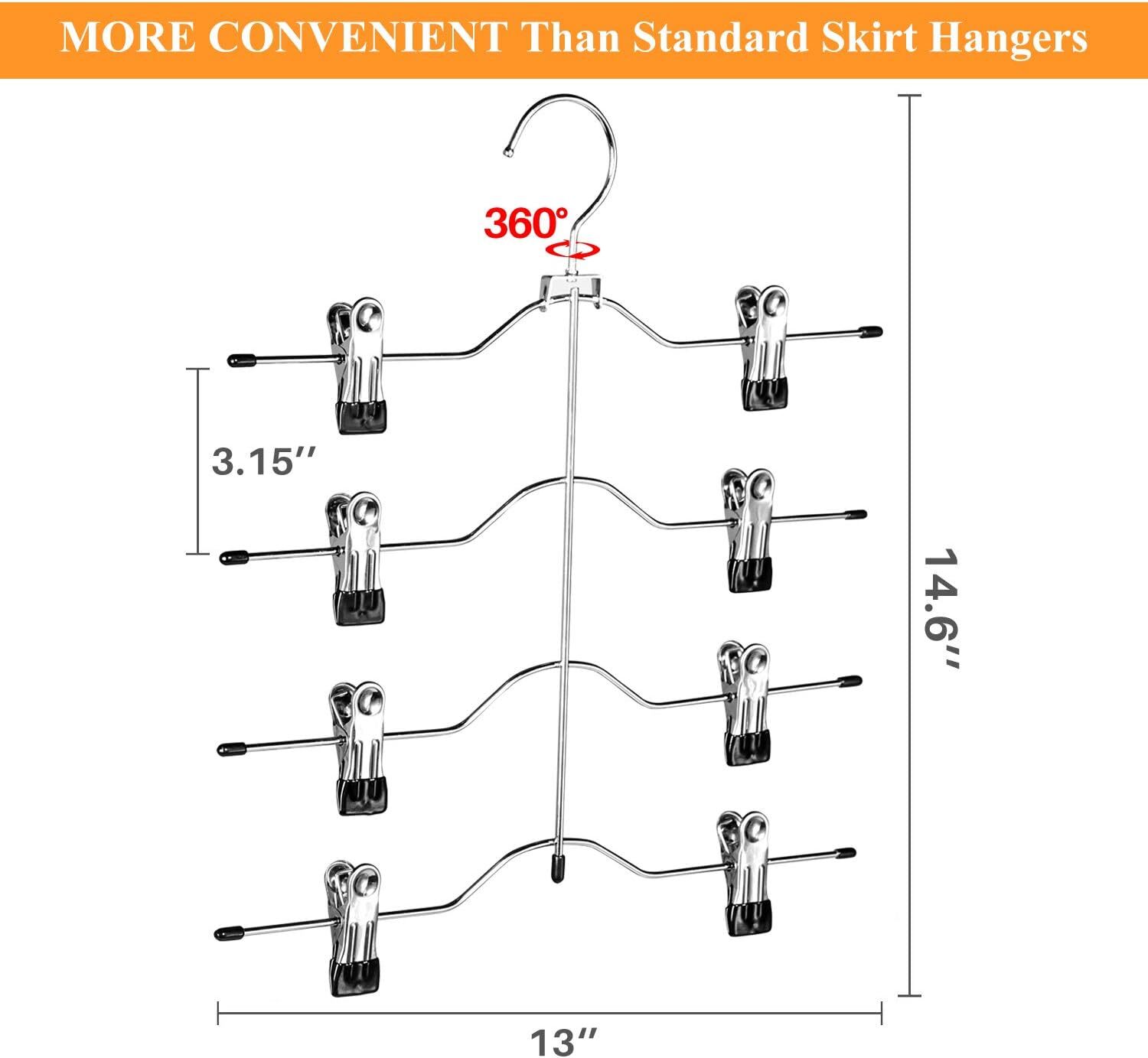 Multi Layer Pants Hangers 4 Tier Skirt Hangers With Adjustable Clips Non Slip Sp