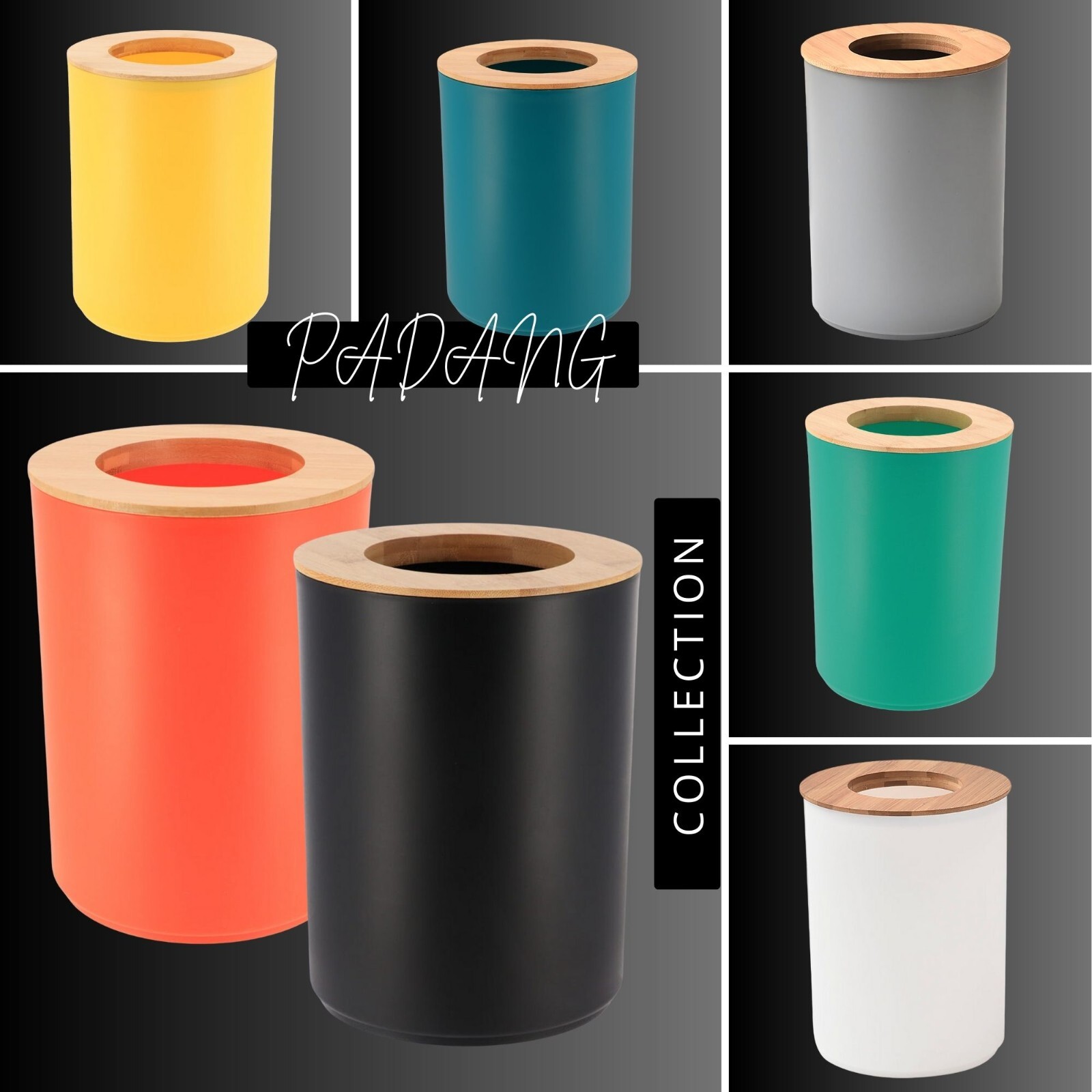 Bathroom Trash Can Padang Bamboo Top 1.3 Gal – Stylish 5L Waste Solution