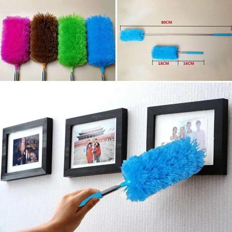 Microfiber Duster Soft Feather Dusting Brush Household Extendable Cleaning Tool